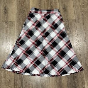 East 5th Black and Red Plaid Midi Skirt